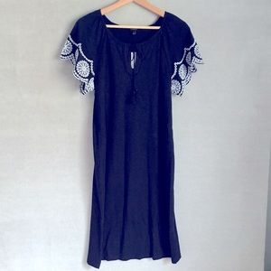 Last Chance! Talbots Black and White Embroidered Sleeve Midi Dress, NWT size S